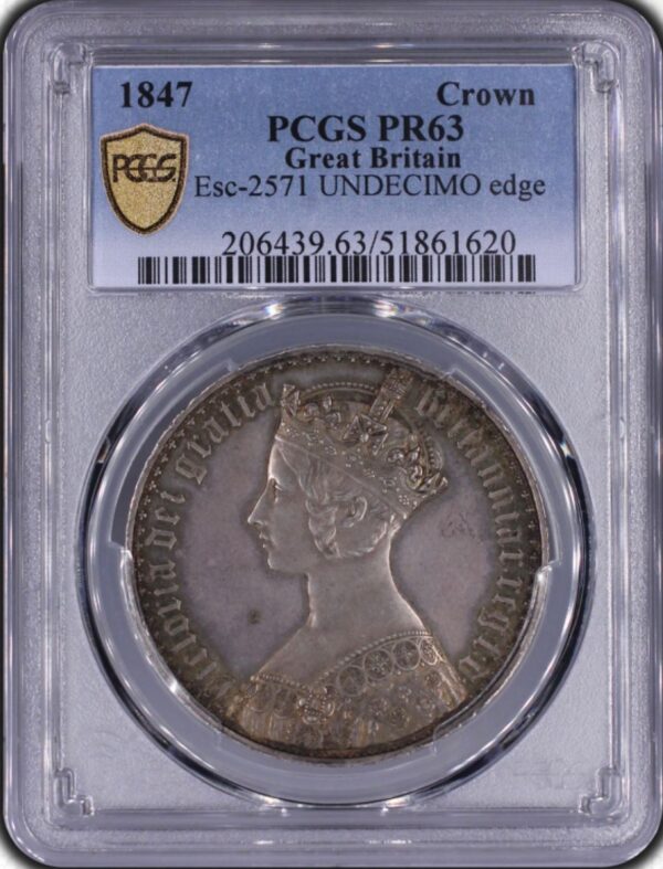 1847年 ゴシッククラウン銀貨 UNDECIMO PCGS PR63