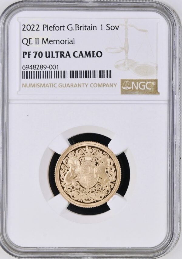 2022 Gold Proof QE II Memorial Piedfort Sovereign NGC PF70UCAM