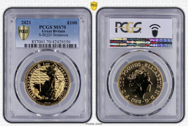 2021 1 Ounce Gold Britannia PCGS MS70 TOP POP