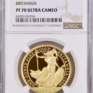 1999年 ブリタニアゴールドプルーフ 100ポンド (1オンス) NGC PF70 ULTRA CAMEO鑑定