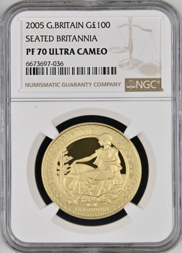 2005年 ブリタニアゴールドプルーフ 100ポンド (1オンス) NGC PF70 ULTRA CAMEO鑑定