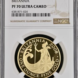 2008年 ブリタニアゴールドプルーフ 100ポンド (1オンス) NGC PF70 ウルトラカメオ鑑定