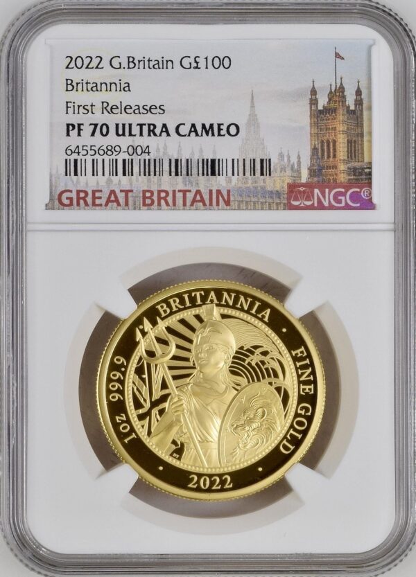 2022 ブリタニアゴールドプルーフ 100ポンド (1オンス) NGC PF70 ウルトラカメオ(ULTRA CAMEO)