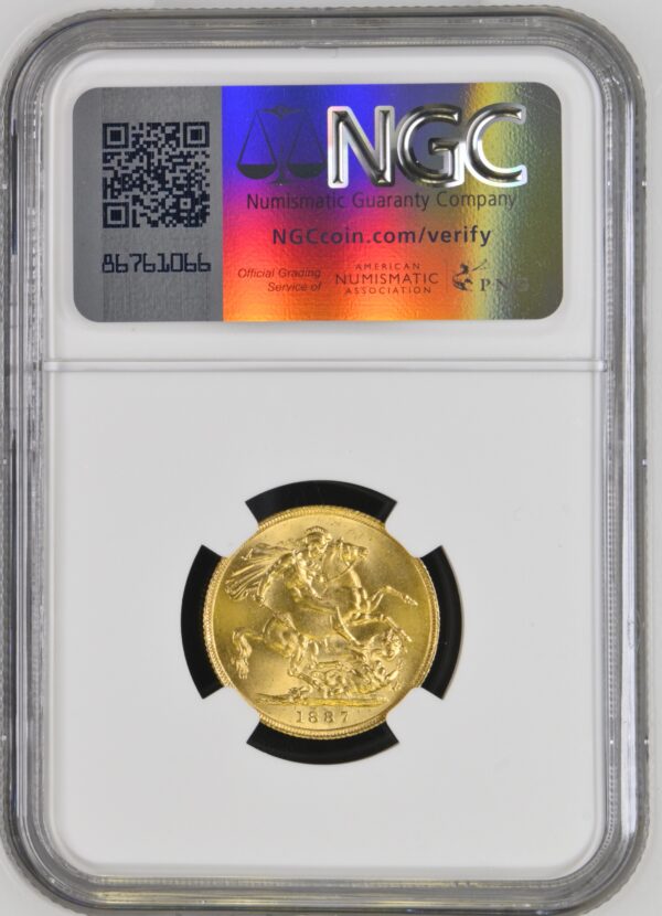 1887 Jubilee full sovereign NGC MS65, Marsh-125 [R5], Single top pop - Image 2