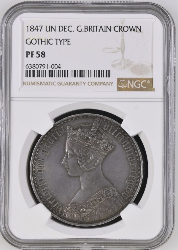 1847年 ゴシッククラウン銀貨 UNDECIMO NGC PF58