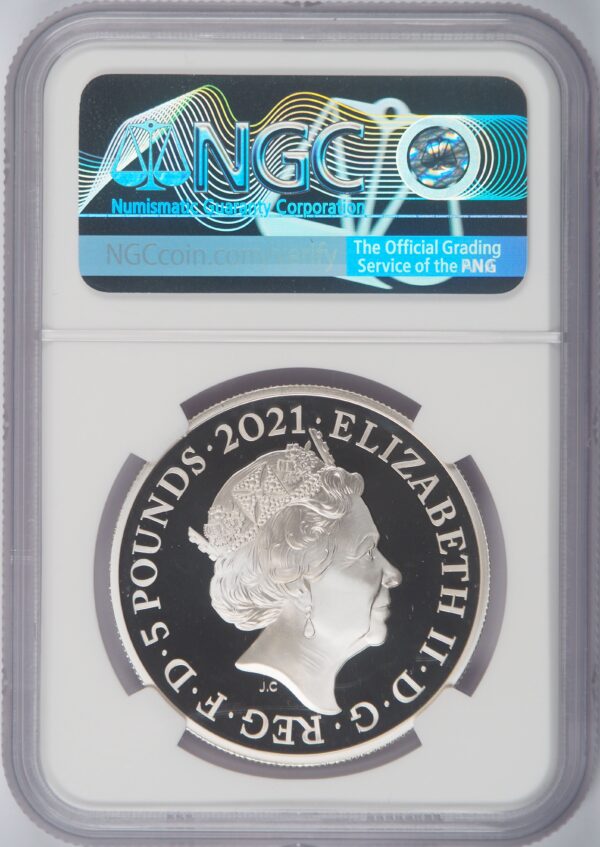 2021 Prince Philip Memorial Five Pound Silver Coin NGC PF70UC - Image 2