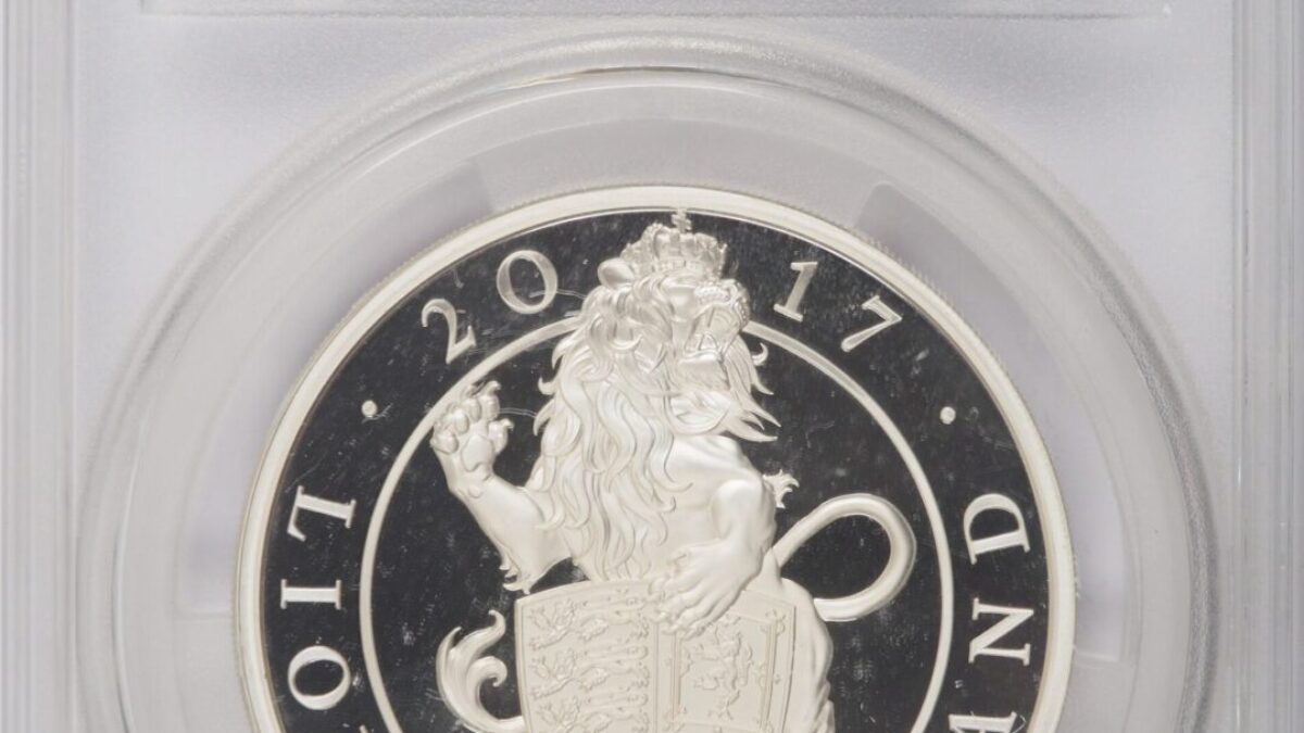 2017年 クイーンズビーストイングランドのライオン 5オンス銀貨 PCGS