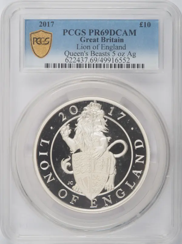 2017年 クイーンズビーストイングランドのライオン 5オンス銀貨 PCGS