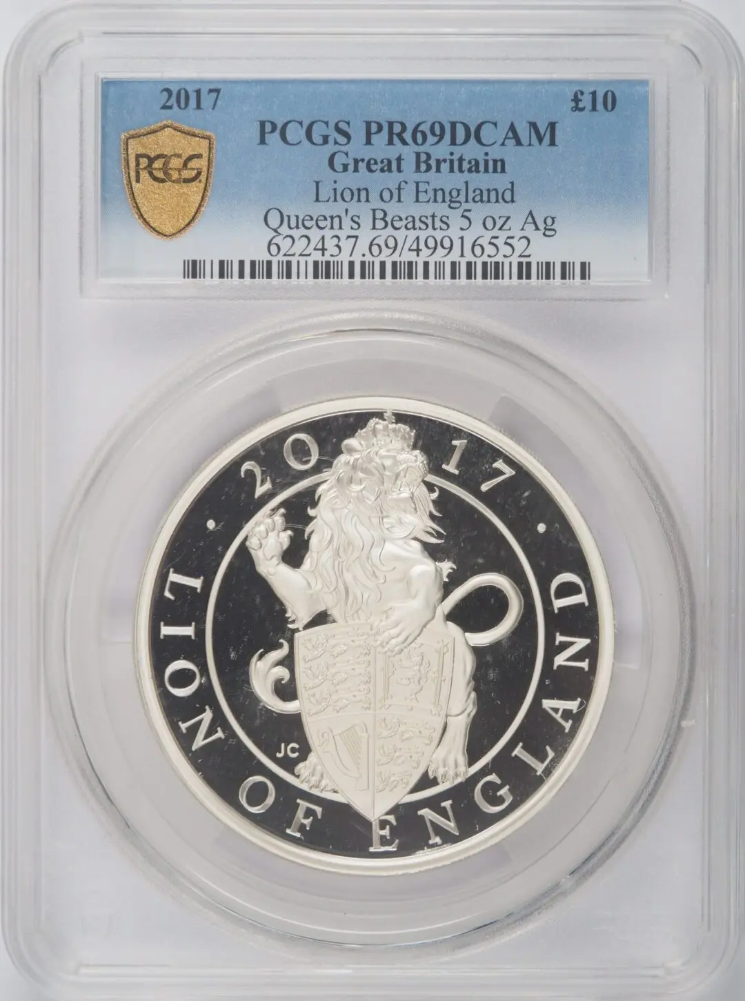 2017年 クイーンズビーストイングランドのライオン 5オンス銀貨 PCGS