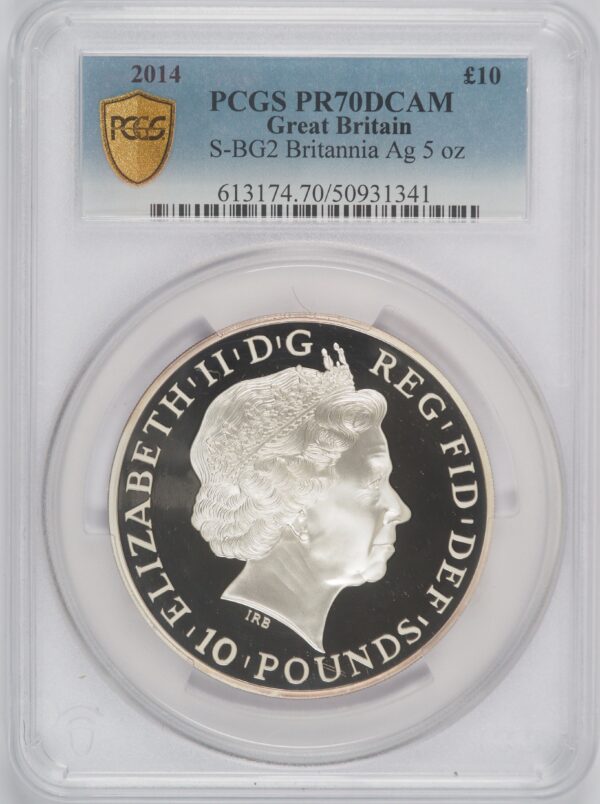 2014 Britannia 5oz Proof Silver Coin PCGS PR70DC - Image 2