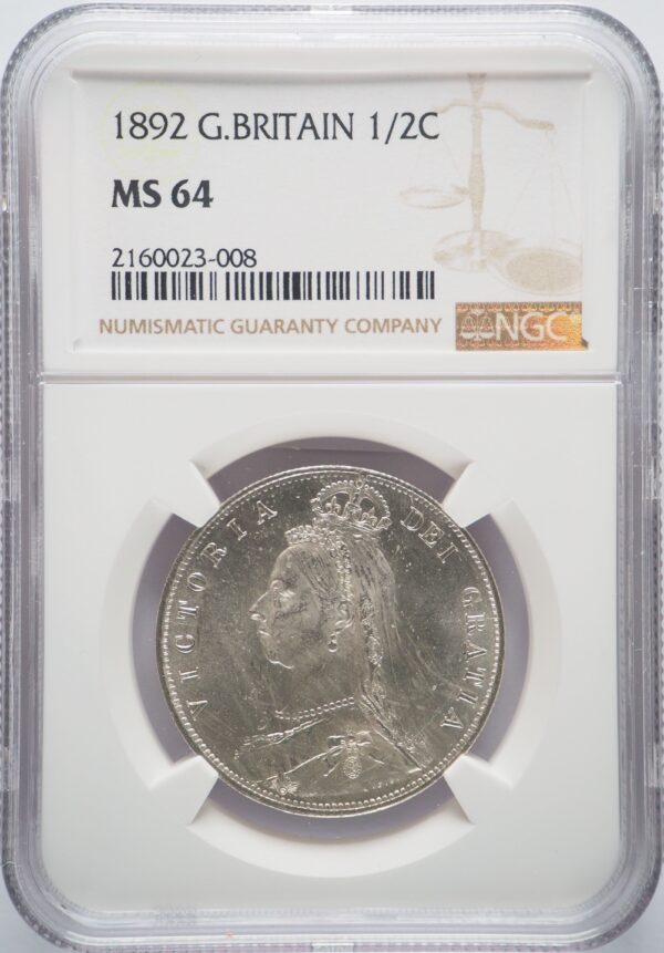 1892 Half Crown Silver Coin NGC MS64