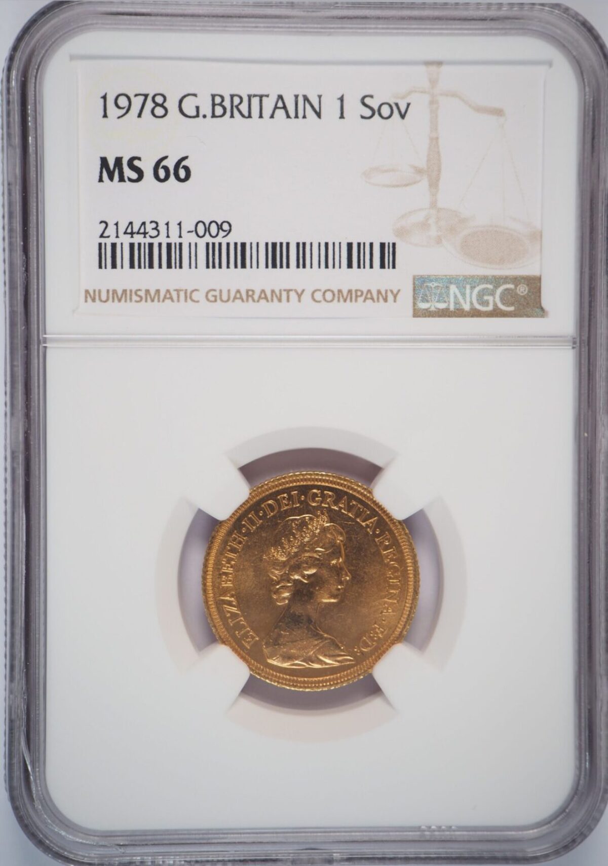 1978年 ヤングエリザベス ソブリン金貨 NGC MS66 - Sovereign Hub