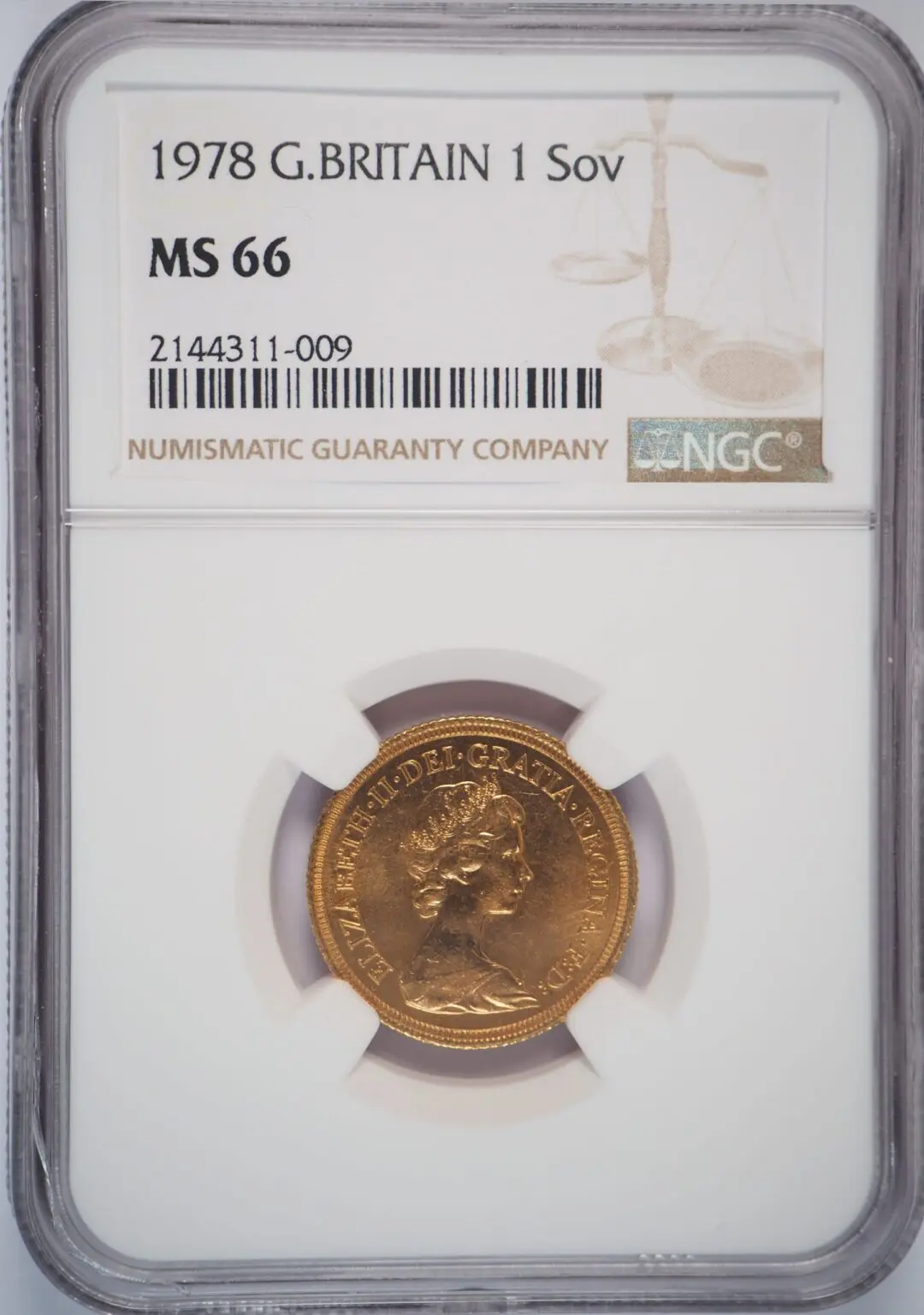 1978年 ヤングエリザベス ソブリン金貨 NGC MS66 - Sovereign Hub