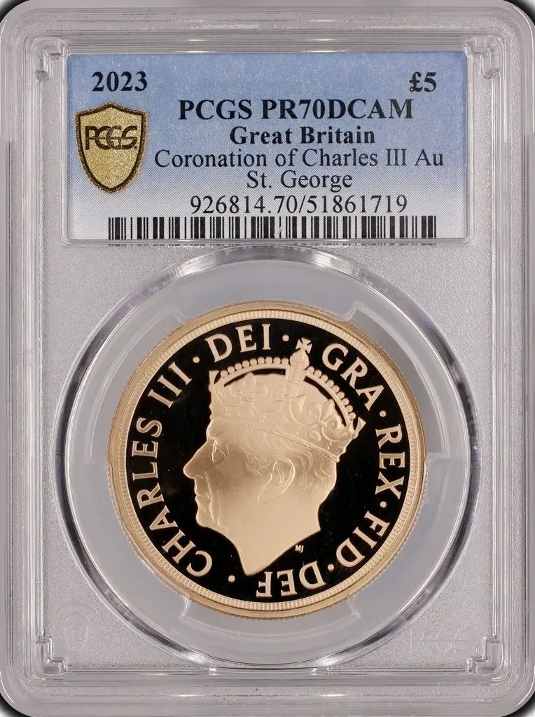 2023年 プルーフ チャールズ3世 戴冠記念 5ポンド金貨 PCGS