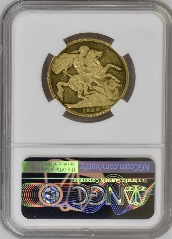 1823 Gold Two Pounds Graded NGC MS61 PROOF LIKE - Image 2