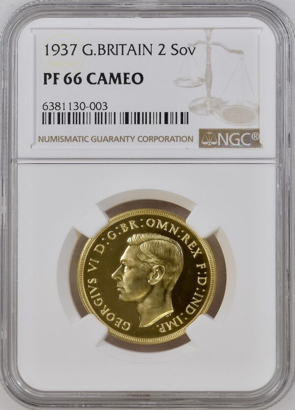 1937 ゴールドプルーフ ダブルソブリン グレーディング NGC PF66 CAMEO