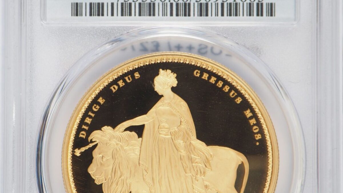 2019 Alderney Una and the Lion Gold Five Pound PCGS PR66DCAM