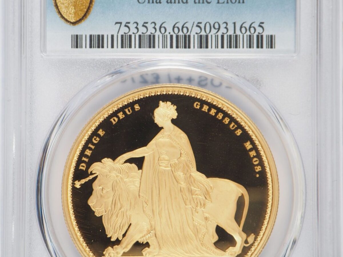 2019年 オルダニー ウナとライオン 5ポンド金貨 PCGS PR66DCAM