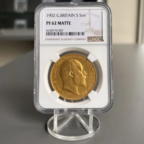 1902年 エドワード7世 5ポンド金貨 NGC PF62 マットプルーフ