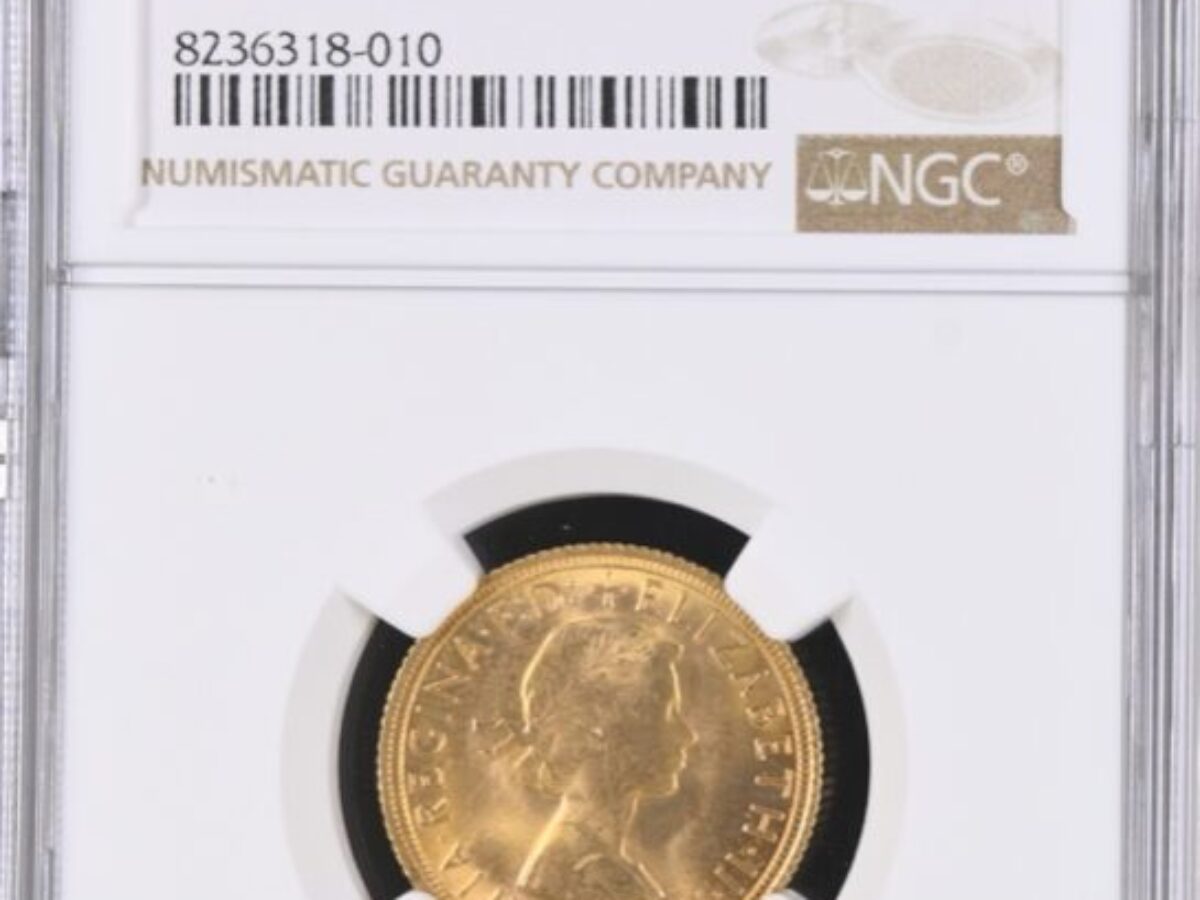 1968年 ヤングヤングエリザベス ソブリン金貨 NGC MS66