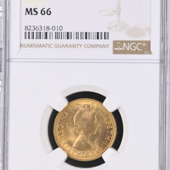 ☆価格上昇中☆1963年ヤングヤングソブリン金貨　NGC MS 64 1963年 イギリス ソブリン金貨 ヤングヤングエリザベス NGC MS64