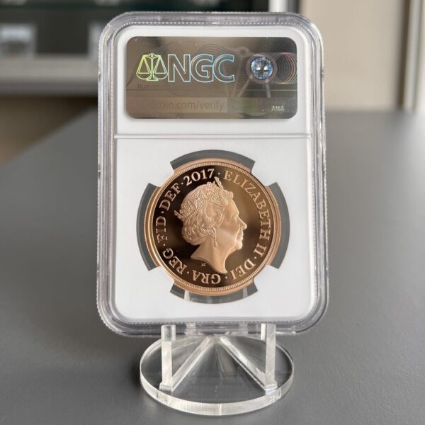 2017 Great Britain Gold 5 Sovereign Proof – Pistrucci 200th Anniversary – NGC PF70 Ultra Cameo - Image 2
