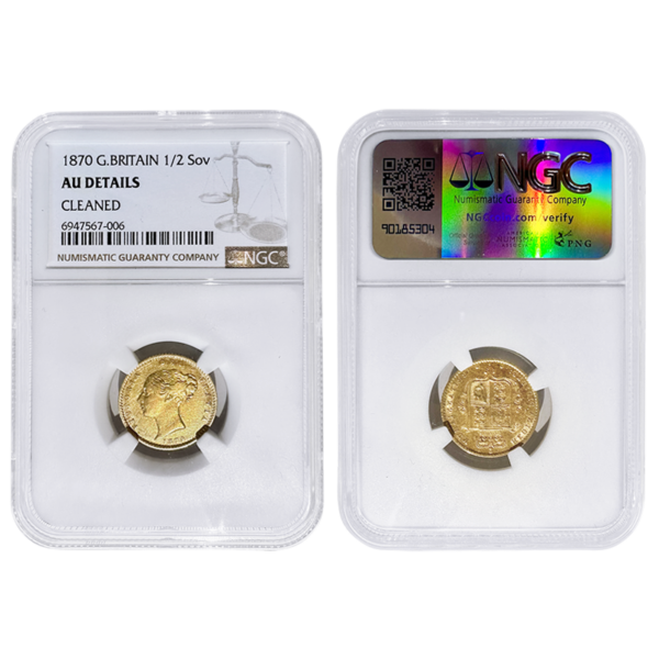1870 Half Sovereign London Mint, Marsh 445a, (Obverse 2, Course Beading No Dot) R4