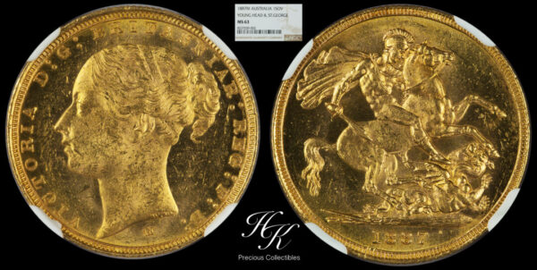 Gold sovereign "Victoria" 1887 MELBOURNE NGC MS63 Australia