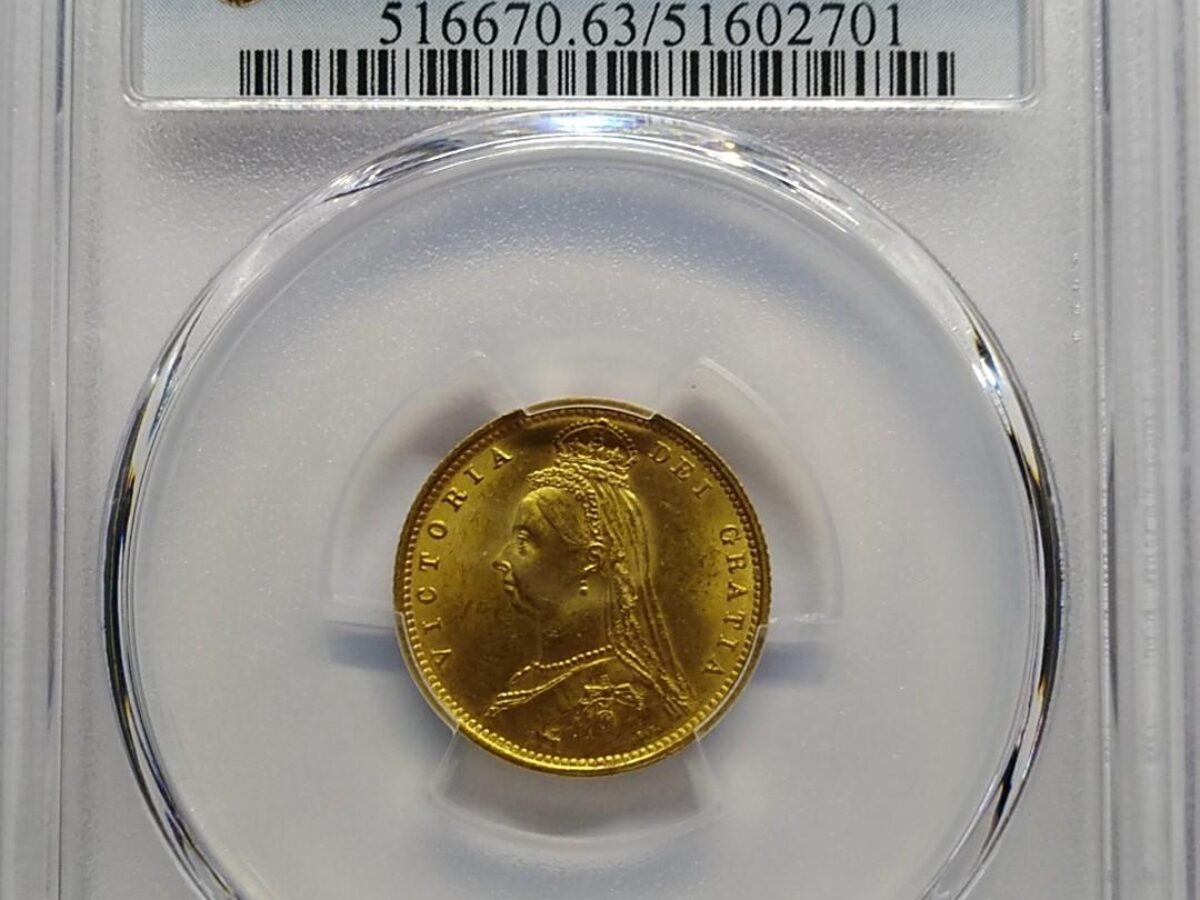 1887年 ビクトリア ジュビリーヘッド ハーフソブリン金貨 PCGS MS63