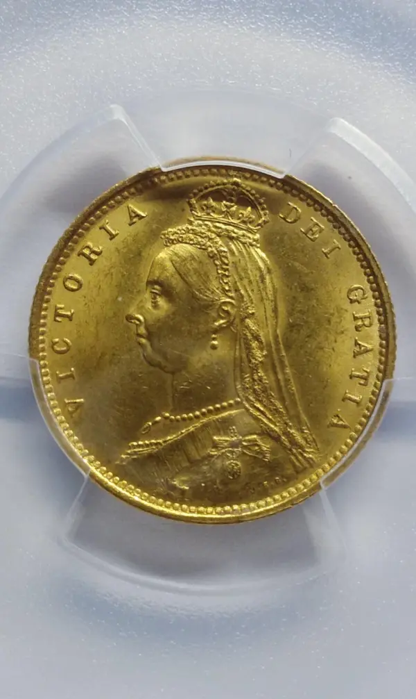 1887年 ビクトリア ジュビリーヘッド ハーフソブリン金貨 PCGS MS63