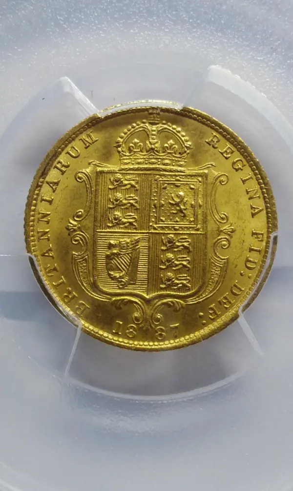 1887年 ビクトリア ジュビリーヘッド ハーフソブリン金貨 PCGS MS63