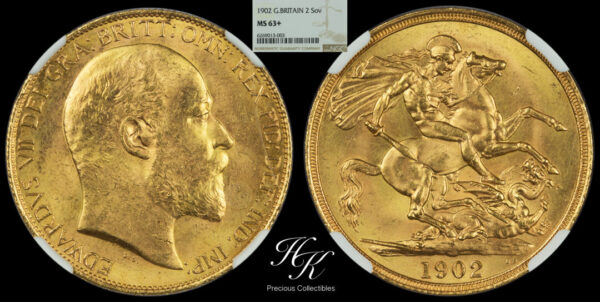 1902年 エドワード7世 2ポンド金貨 NGC MS63+