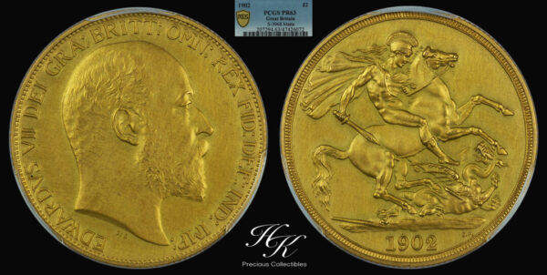 2 Pound 1902 gold PROOF (double sovereign) PCGS PR63 MATTE King "Edward VII" Great Britain