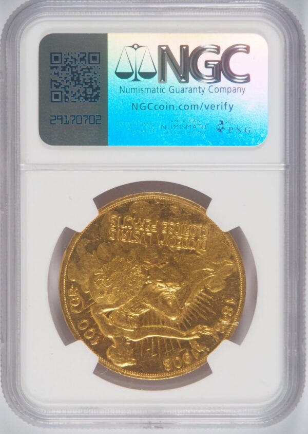 1908年 オーストリア 100コロナ金貨 「雲上の女神」 NGC PF58 - 画像 (2)