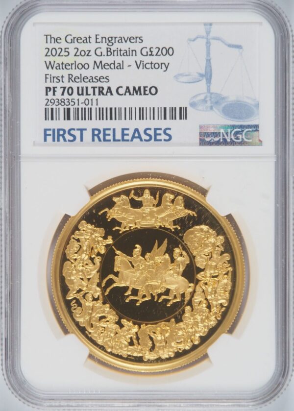 2025年 偉大なる彫刻家「ワーテルロー・メダル-Victory」2オンス金貨 NGC PF70UCFR