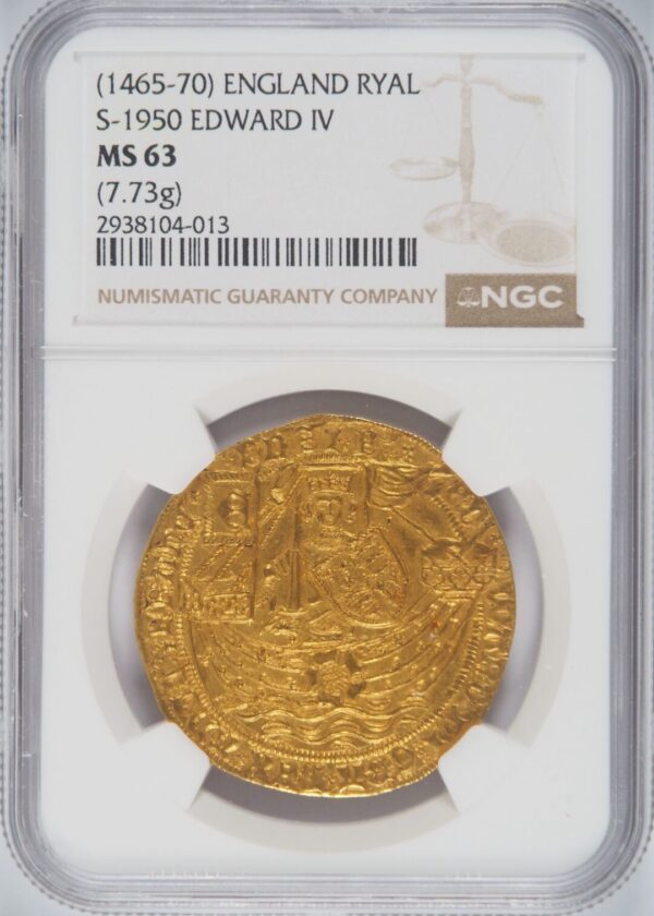 (1465-70)  Edward IV Gold Ryal NGC MS63