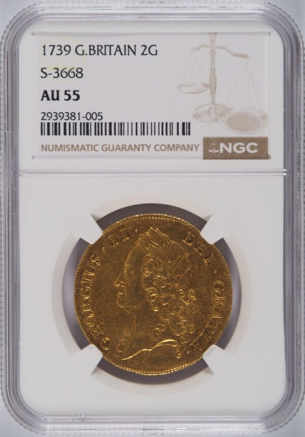 1739年 ジョージ2世 2ギニー金貨 NGC AU55