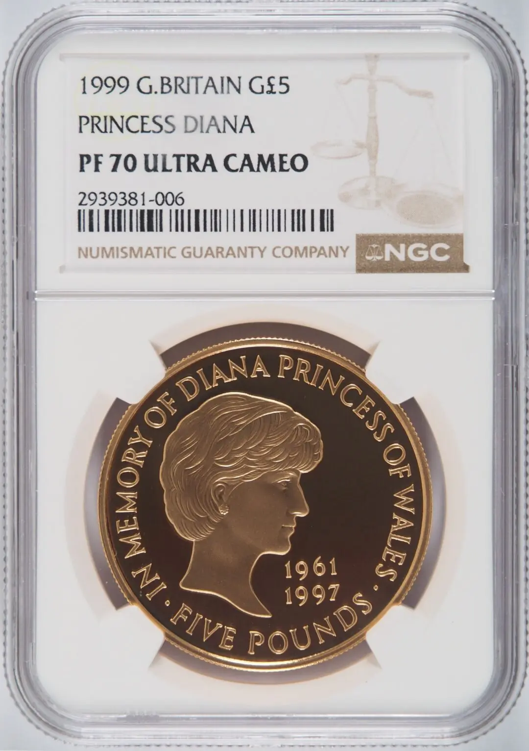 1999 G.BRITAIN ダイアナ妃 5ポンド NGC鑑定済み MS68 1999 G.BRITAIN ダイアナ妃 5ポンド NGC鑑定済み MS68