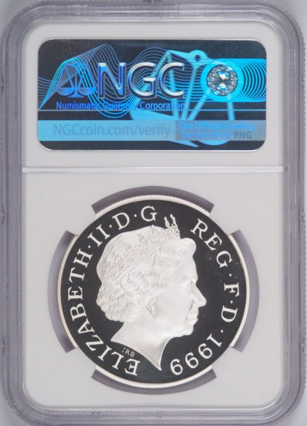 【造幣局エラー】1999年ダイアナ妃追悼記念 5ポンド銀貨 NGC PF69UC 表面ラミネーション - 画像 (2)