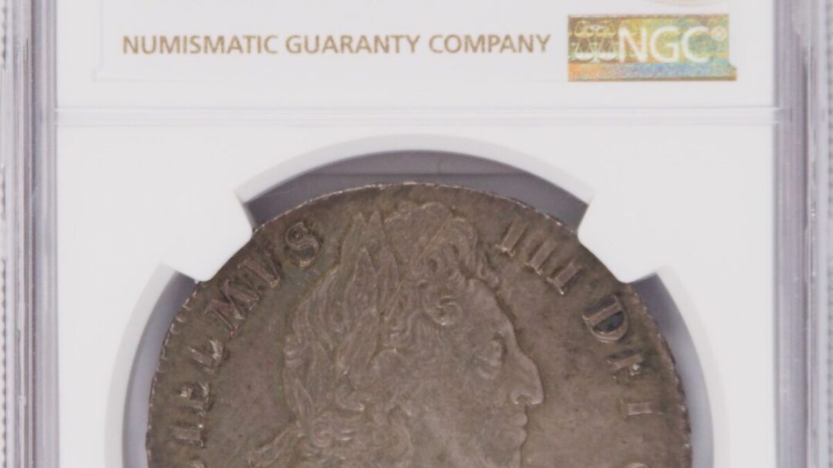 1700年 ウィリアム3世 クラウン銀貨 DVODECIMO NGC MS64
