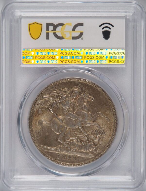 1890年ビクトリアジュビリーヘッド クラウン銀貨 PCGS MS62 - 画像 (2)