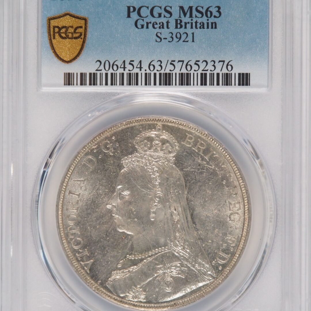 1890年ビクトリアジュビリーヘッド クラウン銀貨 PCGS MS63