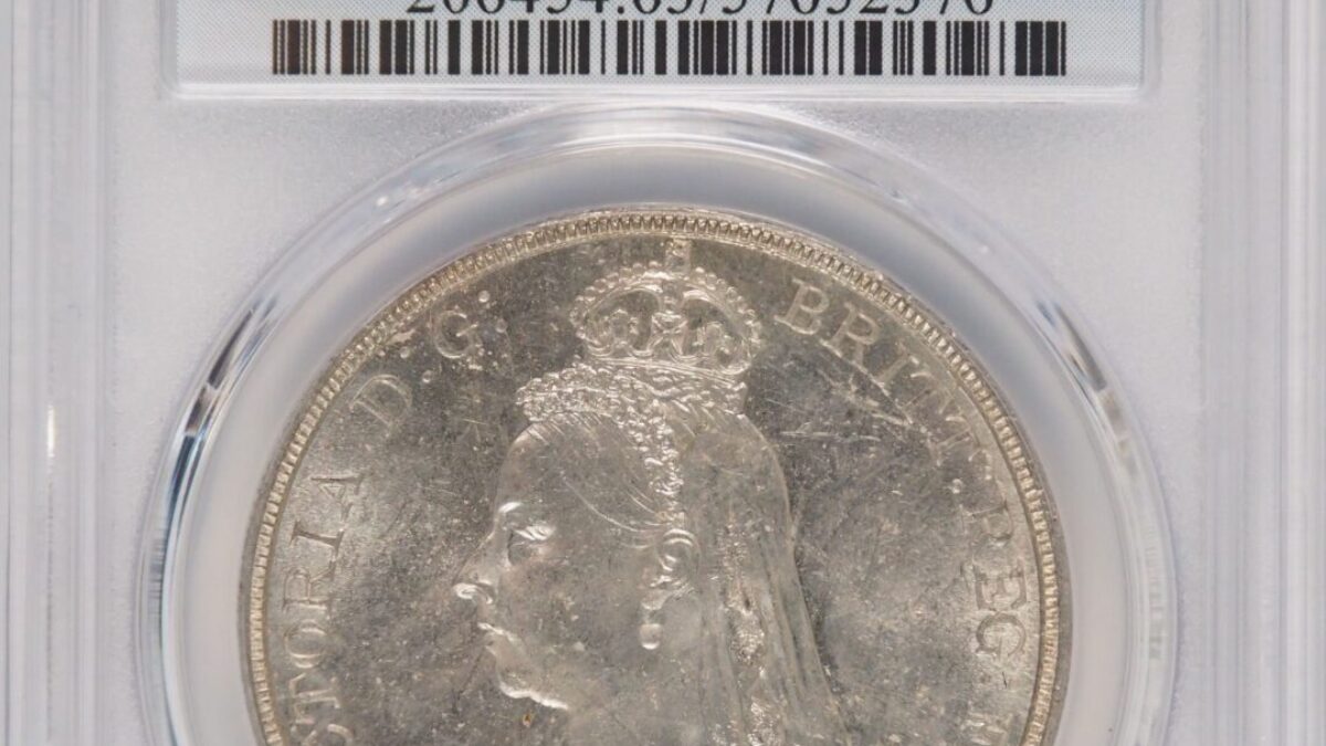 1891年 英国ビクトリア  ロンドン造幣局 ジュビリー ヘッド クラウン 銀貨 ヴィクトリア女王ジュビリーヘッド・クラウン銀貨／1891年／v404-1