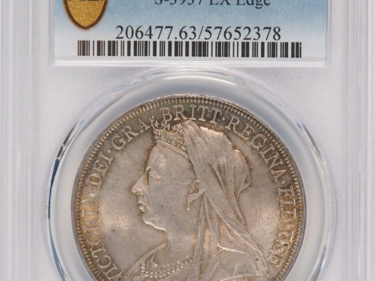1896年ビクトリアオールドヘッド クラウン銀貨 PCGS MS63 LX