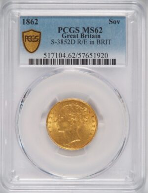 1862 Sovereign MS62 R/E Britt