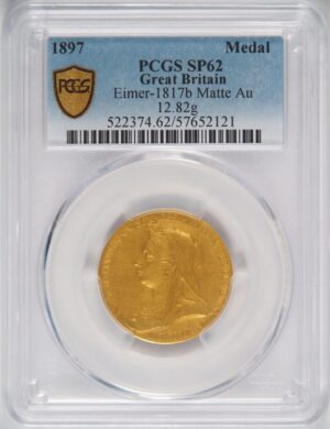 1897年ビクトリアオールドヘッド 金メダル PCGS SP62 マット仕様