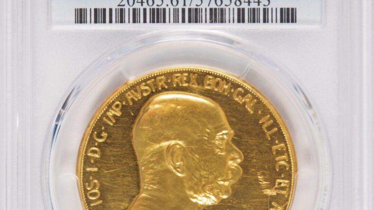 1908年 オーストリア 100コロナ金貨 「雲上の女神」 PCGS MS61