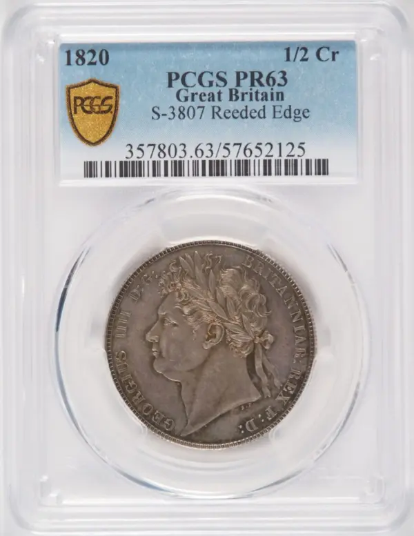 1820年ジョージ4世 プルーフハーフクラウン銀貨 PCGS PR63 - ソブリンハブ