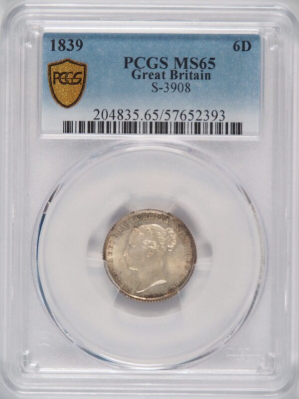 1839 Six pence MS65