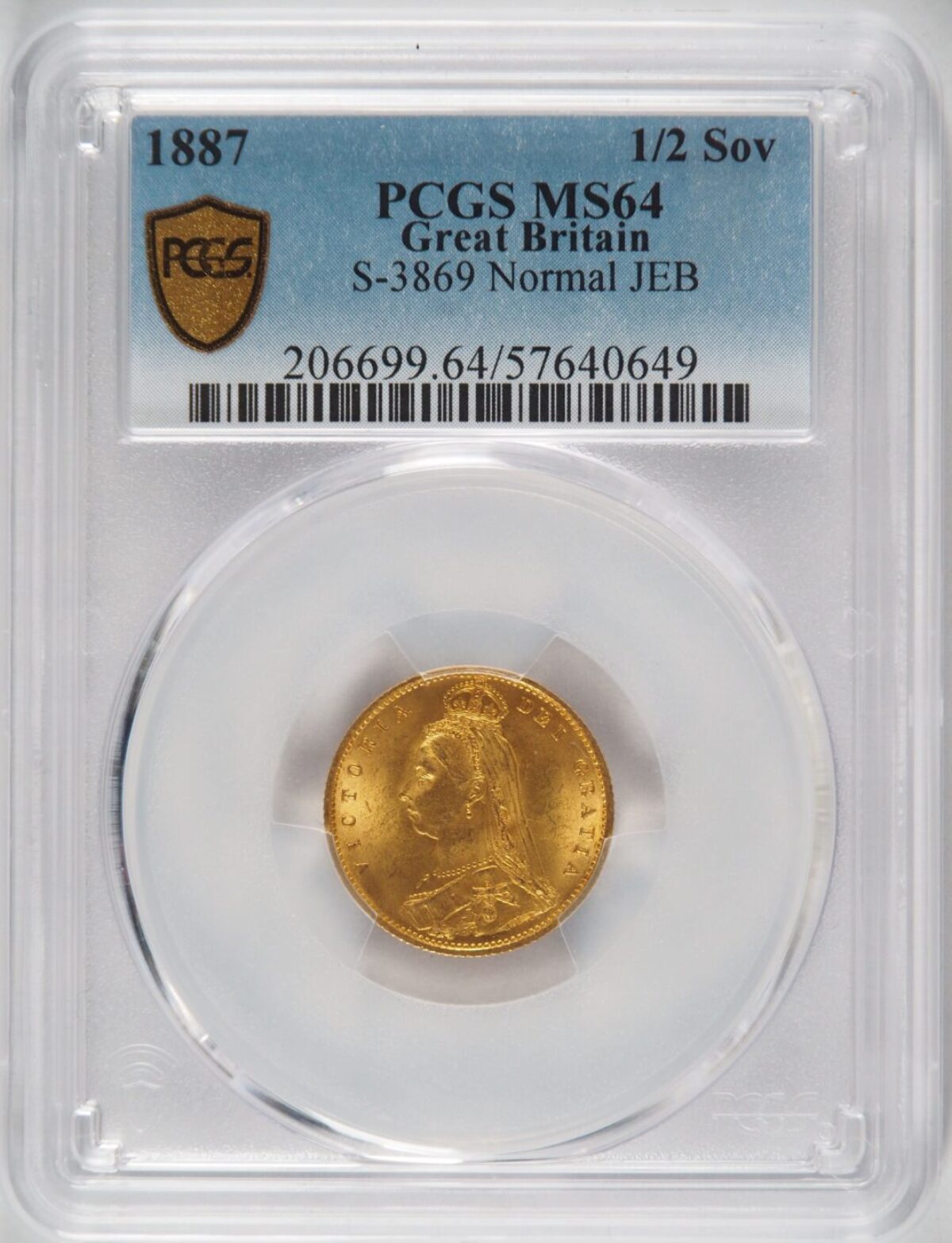1887年ビクトリアジュビリーヘッド ハーフソブリン金貨 PCGS MS64